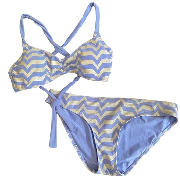 Aerie Purple and Silver Bikini Set Size Medium - Picture 1 of 11